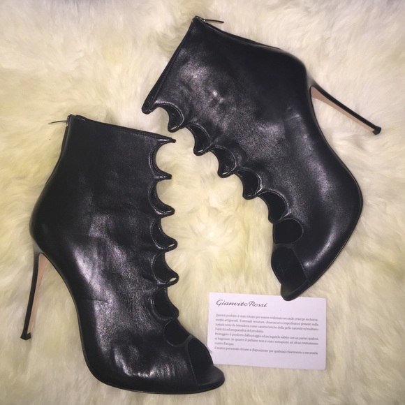 Gianvito Rossi Leather Cutout Bootie
