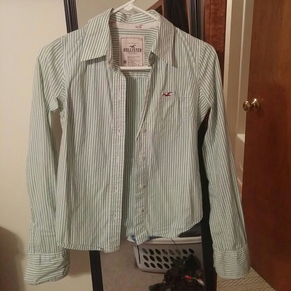 Green striped button up