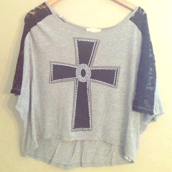 Cross Top w/ Lace Sleeving