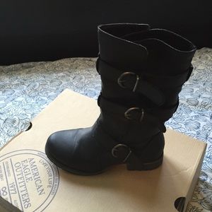 Black calf high boots