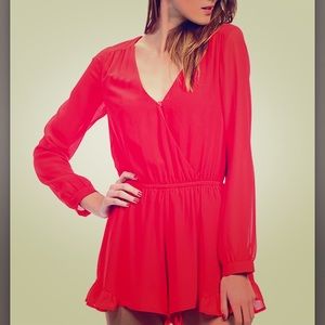 Red Ruffle Long sleeve Romper
