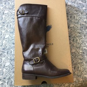 Brown knee high boots