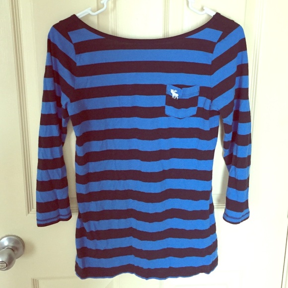 Blue & Black Striped Abercrombie & Fitch Top - Picture 1 of 1