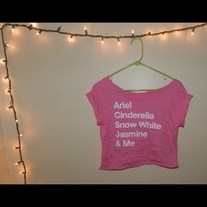 Off the shoulder princess bright pink belly shirt