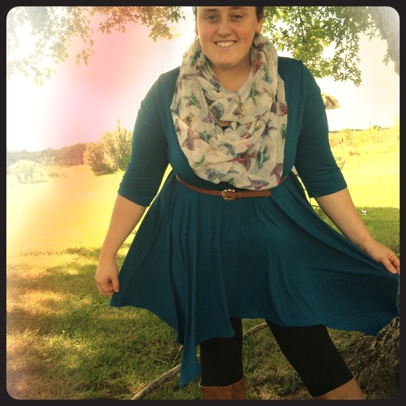 Dark teal flowy shirt