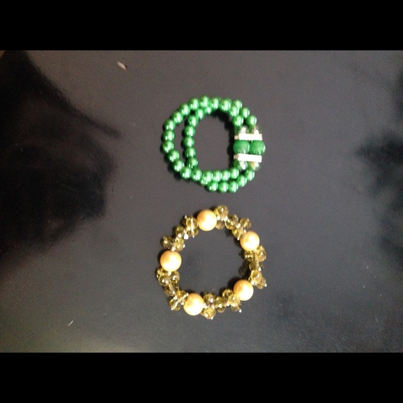 Charlotte Russe Green and gold bracelets