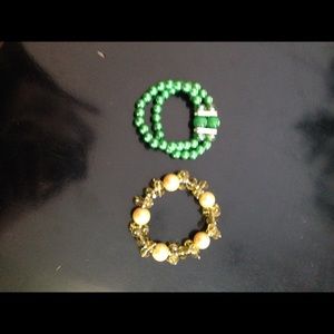 Charlotte Russe Green and gold bracelets