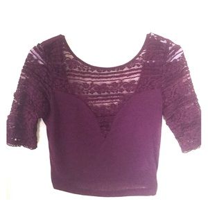 PacSun Maroon Lace Crop Top Size Small