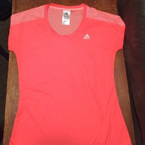 NWOT Adidas Dri Fit Workout shirt: Bright Salmon