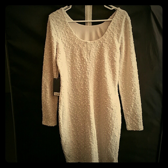 Long sleeve mid length fitted dress