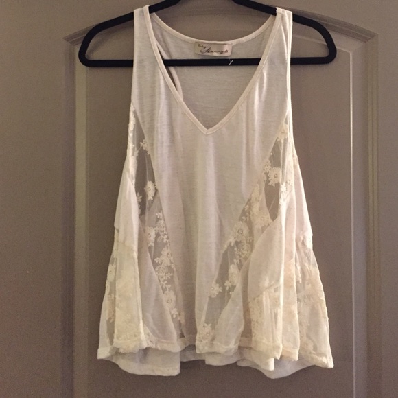 Half lace flowy tank top