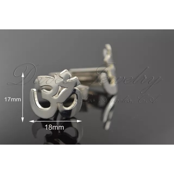 Om Aum Yoga Symbol Cufflinks SS.925 - Picture 3 of 4