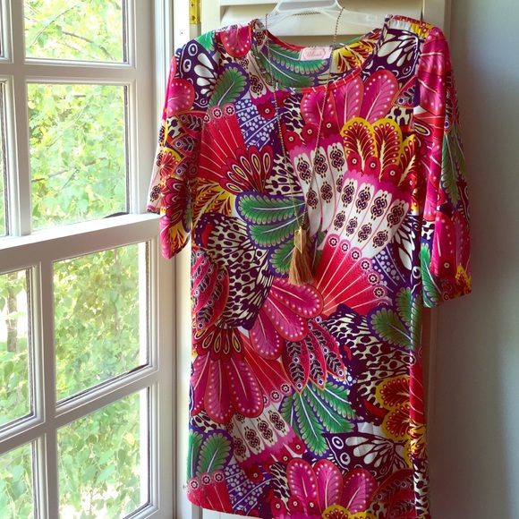 Blush Dresses & Skirts - Blush floral print sheer dress never been worn!