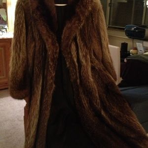 Full length raccoon coat
