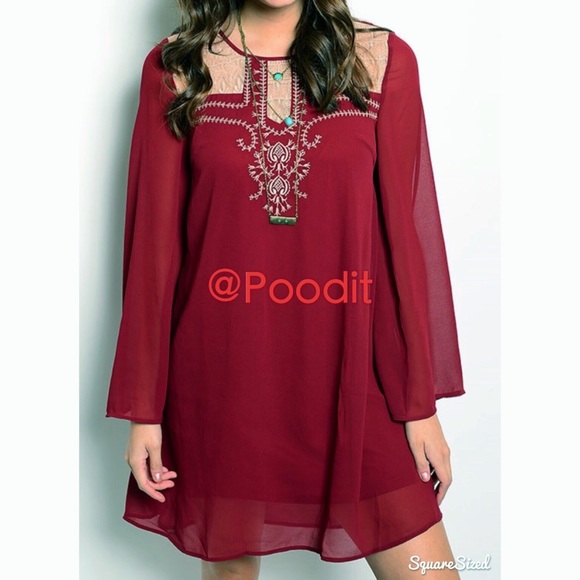 WAS $34 Dresses & Skirts - 💲 SALE 💲 Beautiful burgundy shift dress sz large