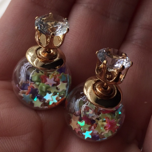 Jewelry - Multicolor Stars Filled Globe Double Side Earrings