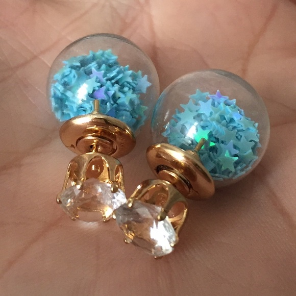 Jewelry - 🏆HOST PICK🏆Aqua Stars Filled Globe Double Side