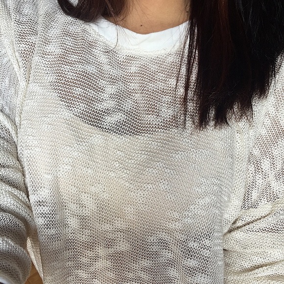 RESERVED❗️Ivory Long sleeve slub top - Picture 4 of 4