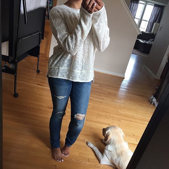 RESERVED❗️Ivory Long sleeve slub top - Picture 2 of 4