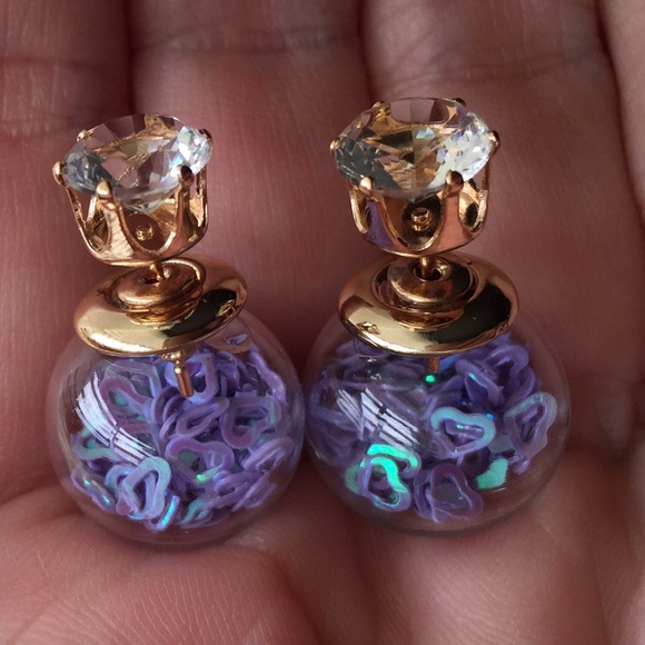 Jewelry - Periwinkle Globe Filled Double Side Earrings