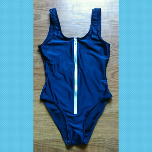 Navy Blue Zip down one piece