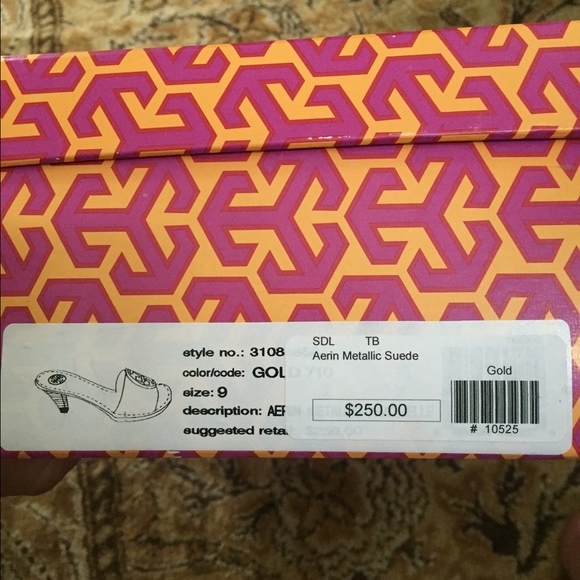 Tory Burch Gold Aerin metallic suede heels