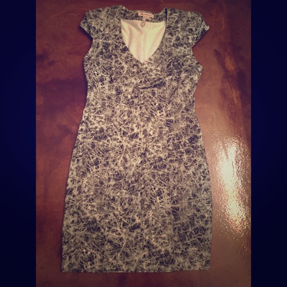 V-Neck Capped Sleeve Mini Dress
