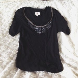 Anthropologie Deletta Black Jewel Top