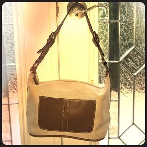 Canvas and leather handbag