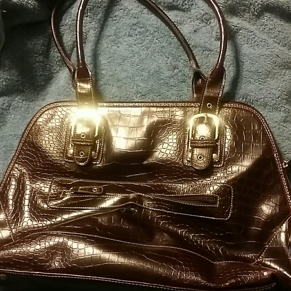 Faux Croc computer/ purse bag