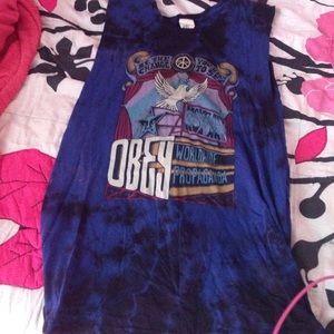 Obey blue and black tie dye