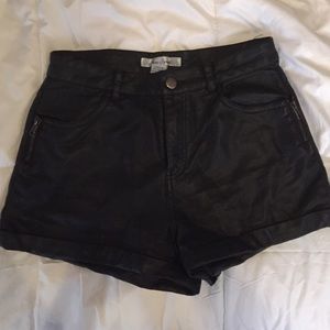 Black leather shorts