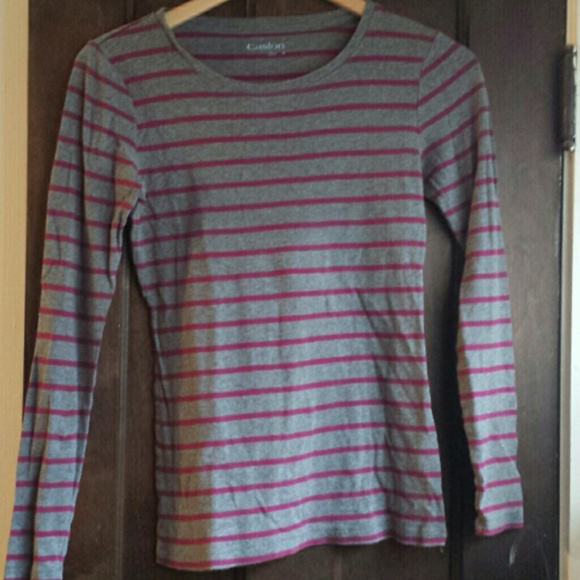 Grey stripe long sleeve tee