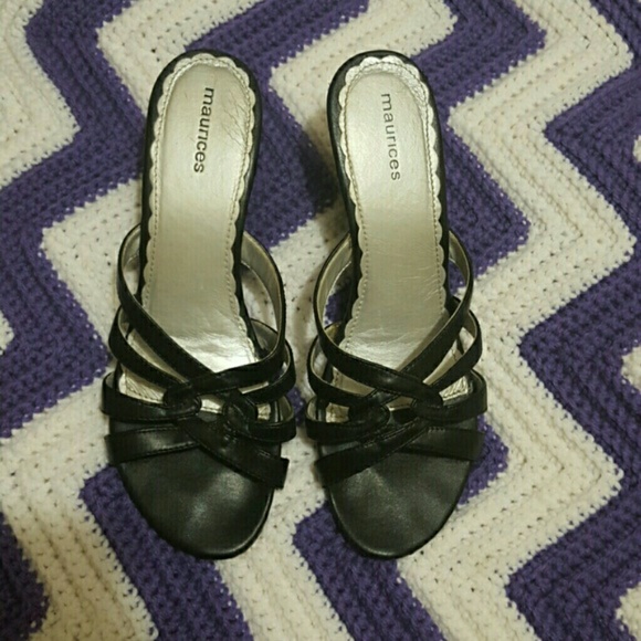 Maurices black wedge sandals
