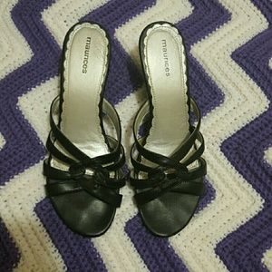 Maurices black wedge sandals