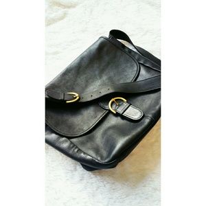 Vintage Black Leather Bedford Coach Bag