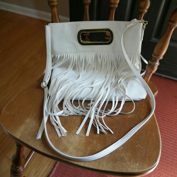White fringe crossbody