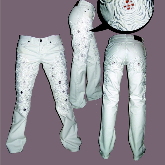 White denim Brazilian designer jeans