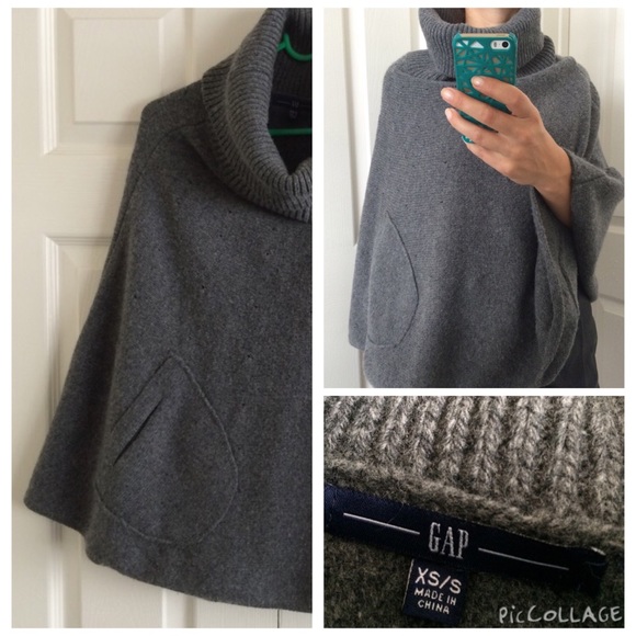 GAP Jackets & Blazers - GAP Dark Grey Lambswool Cashmere Cape Poncho
