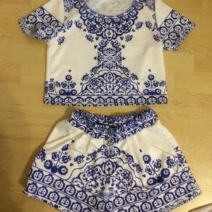 Blue & White top & bottom set