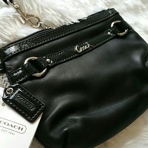 Black Leather Coach Wristlet