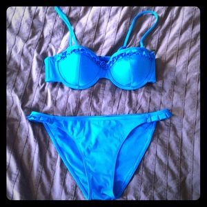 NWOT Ruffled Blue Bikini