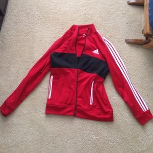 Men's Adidas soccer jacket (red,black and white)
