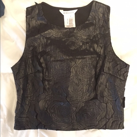 BCBG black faux-leather crop top - Picture 1 of 1