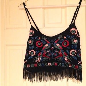 Millau fringed peacock crop top / tank