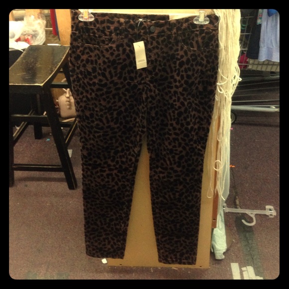 Ann Taylor Loft cheetah print suede jeans - Picture 1 of 4