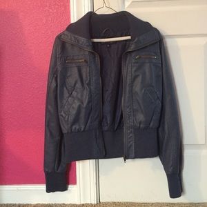 Blue leather jacket