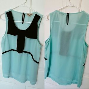 Tiffany Blue blouse with bow and ruffles