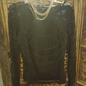 Guess black lace top buil in cami