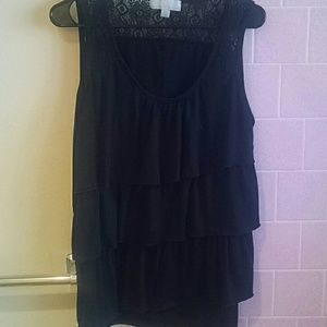 Carolyn taylor XL black ruffle shirt
